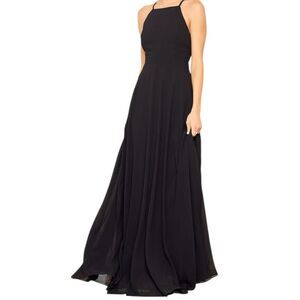 Lulu's Mythical Kind of Love Black Maxi Dress Open Back Formal Party Flowy sz S